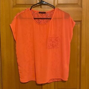Coral short sleeve blouse